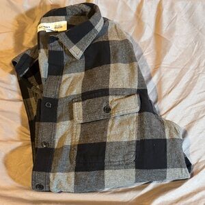 Old Navy Men's Black and Gray Plaid Shirt Jacket